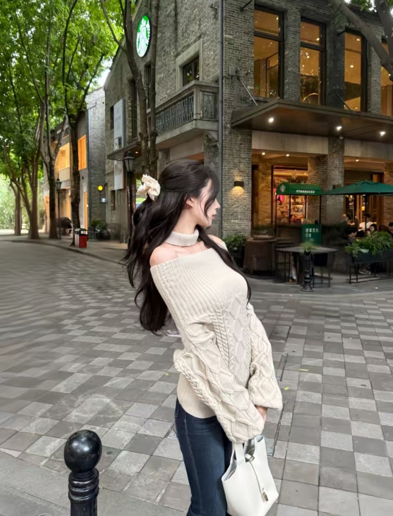 Wears outside tops flat shoulder sweater for women
