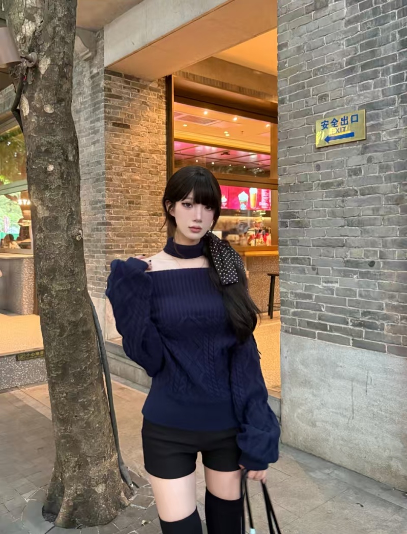 Wears outside tops flat shoulder sweater for women