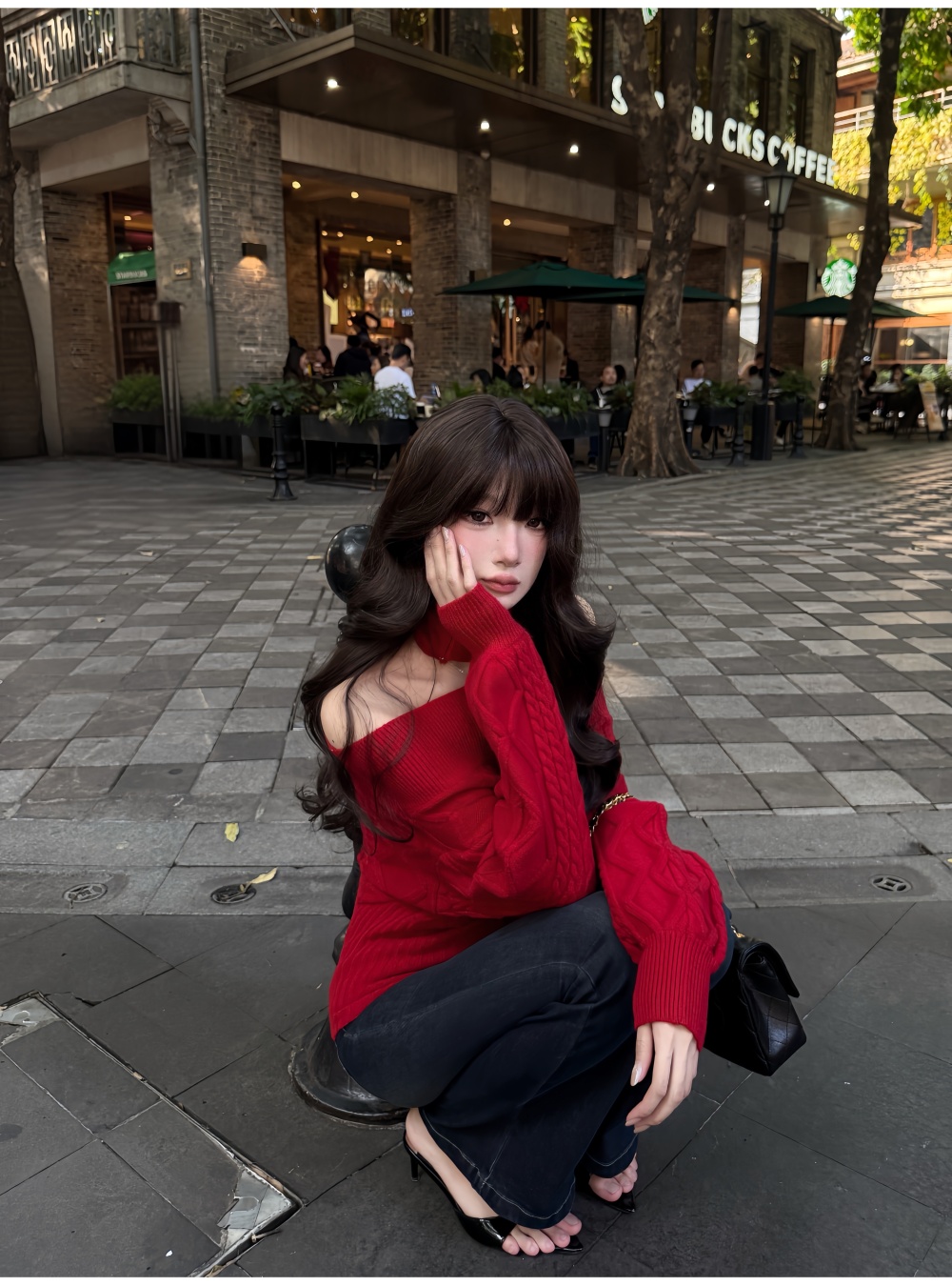 Wears outside tops flat shoulder sweater for women