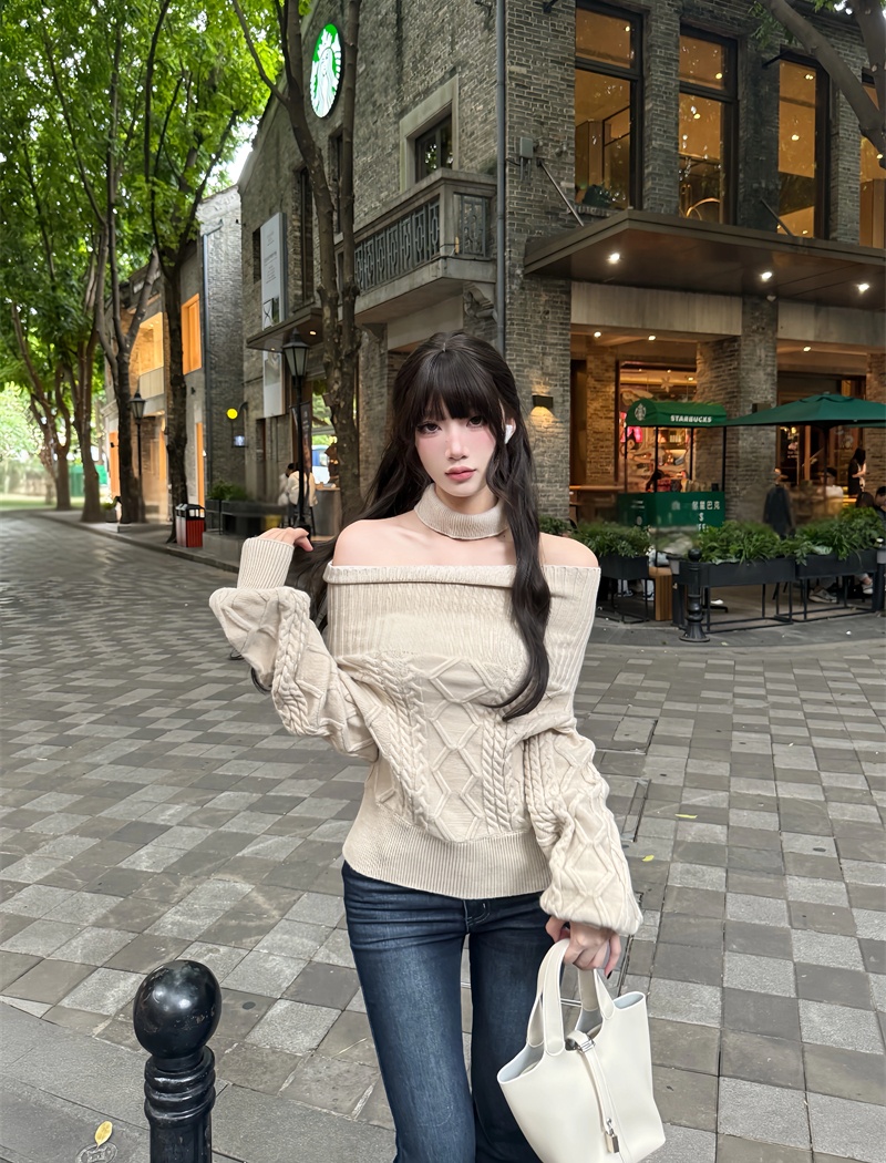 Wears outside tops flat shoulder sweater for women
