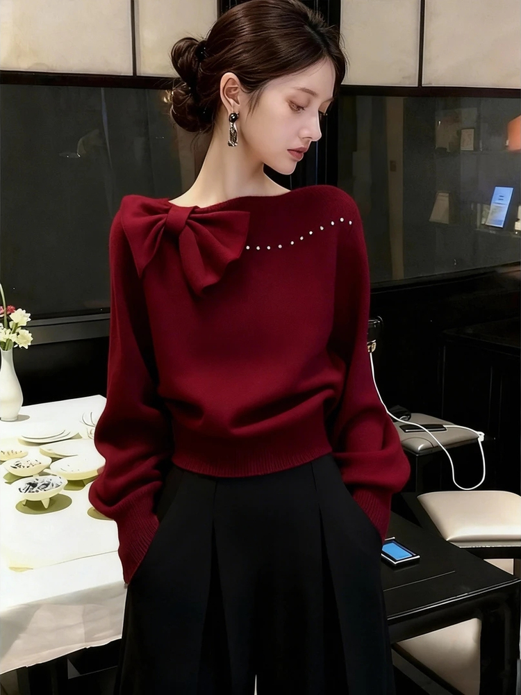 Inside the ride long sleeve sweater red tops for women