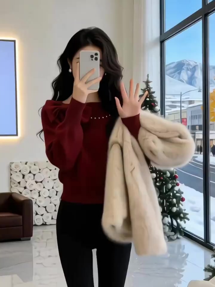 Inside the ride long sleeve sweater red tops for women