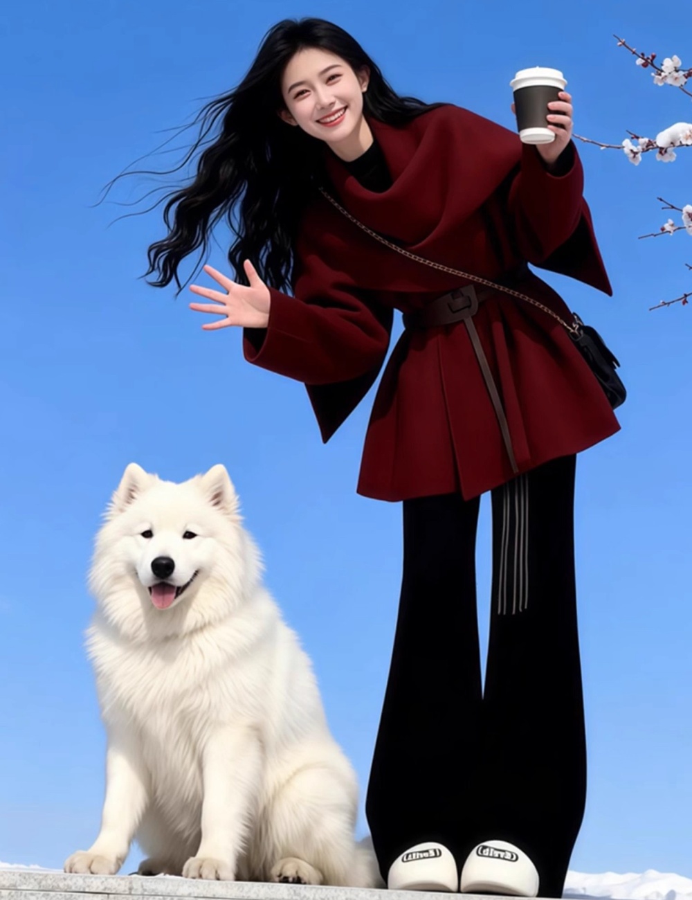 Gray temperament cardigan pinched waist retro scarves