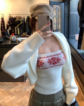 Knitted christmas tops chanelstyle vest 2pcs set
