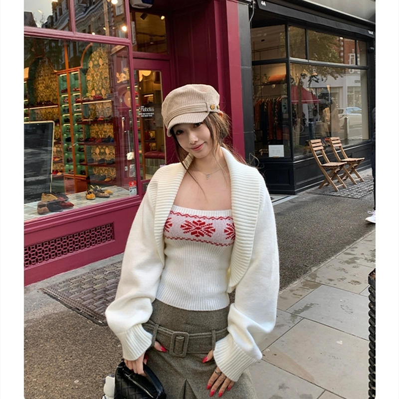 Knitted christmas tops chanelstyle vest 2pcs set