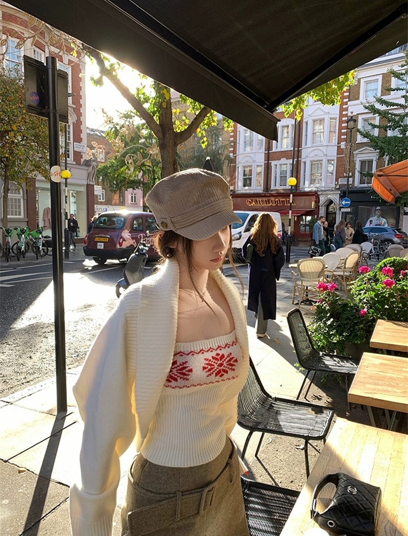 Knitted christmas tops chanelstyle vest 2pcs set