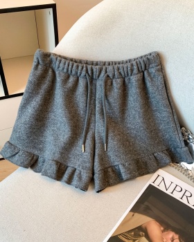 Slim A-line thick gray autumn and winter high waist shorts