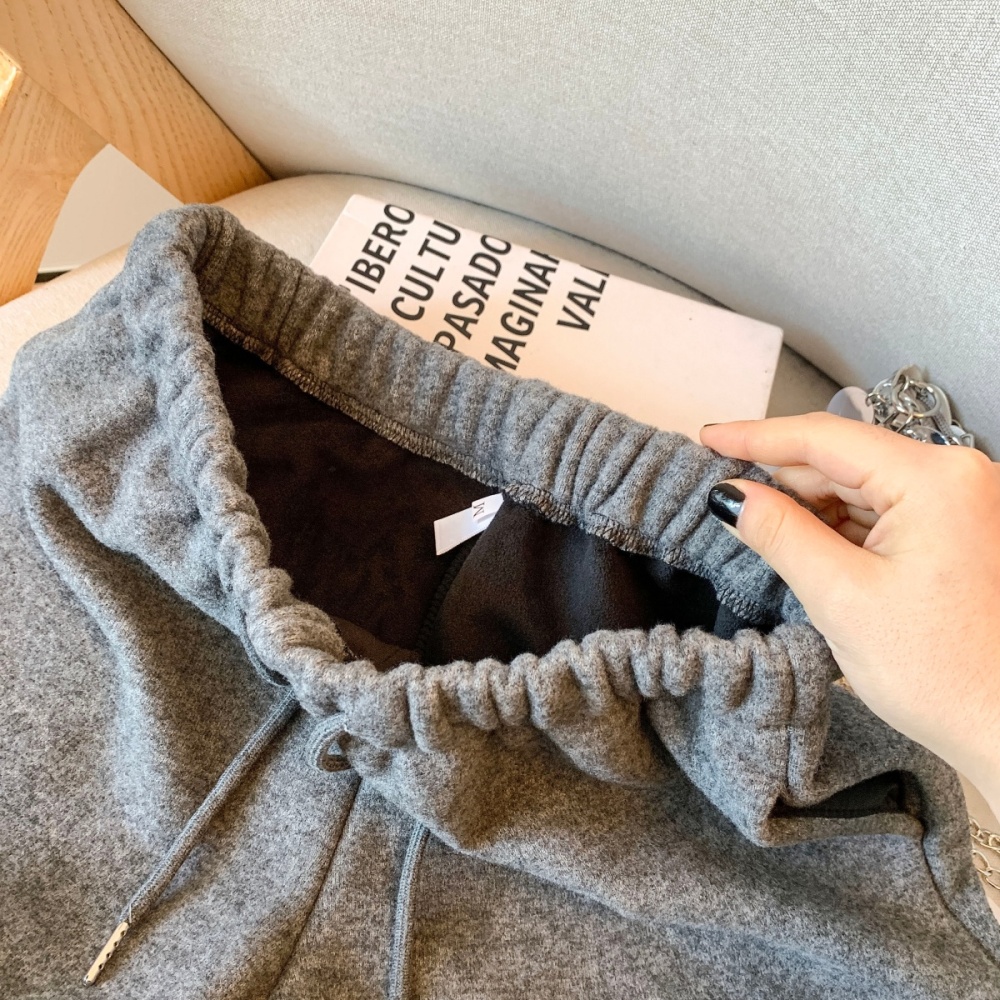 Slim A-line thick gray autumn and winter high waist shorts