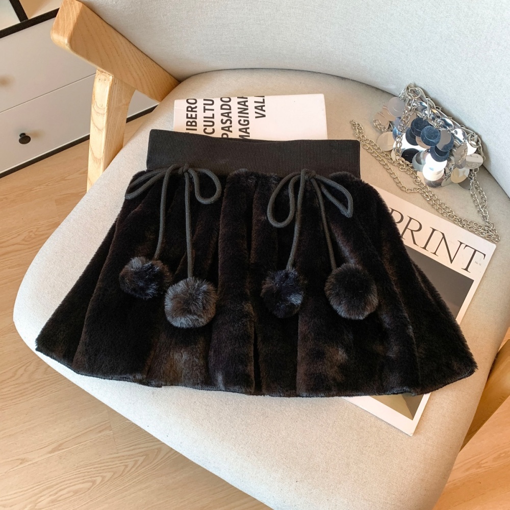 High waist frenum A-line short skirt winter slim skirt for women