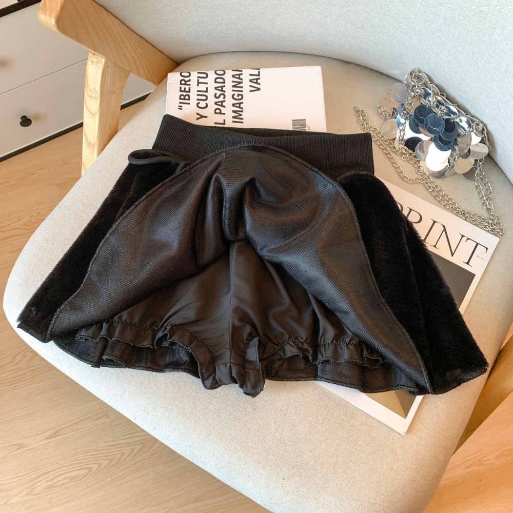 High waist frenum A-line short skirt winter slim skirt for women