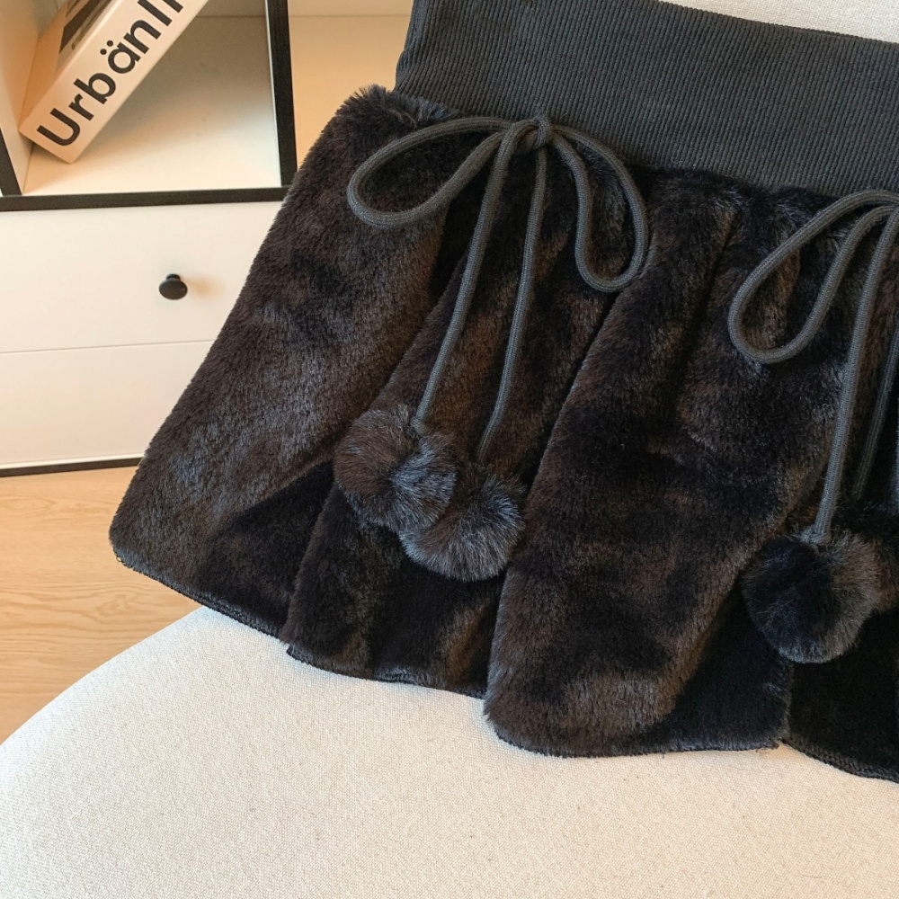 High waist frenum A-line short skirt winter slim skirt for women