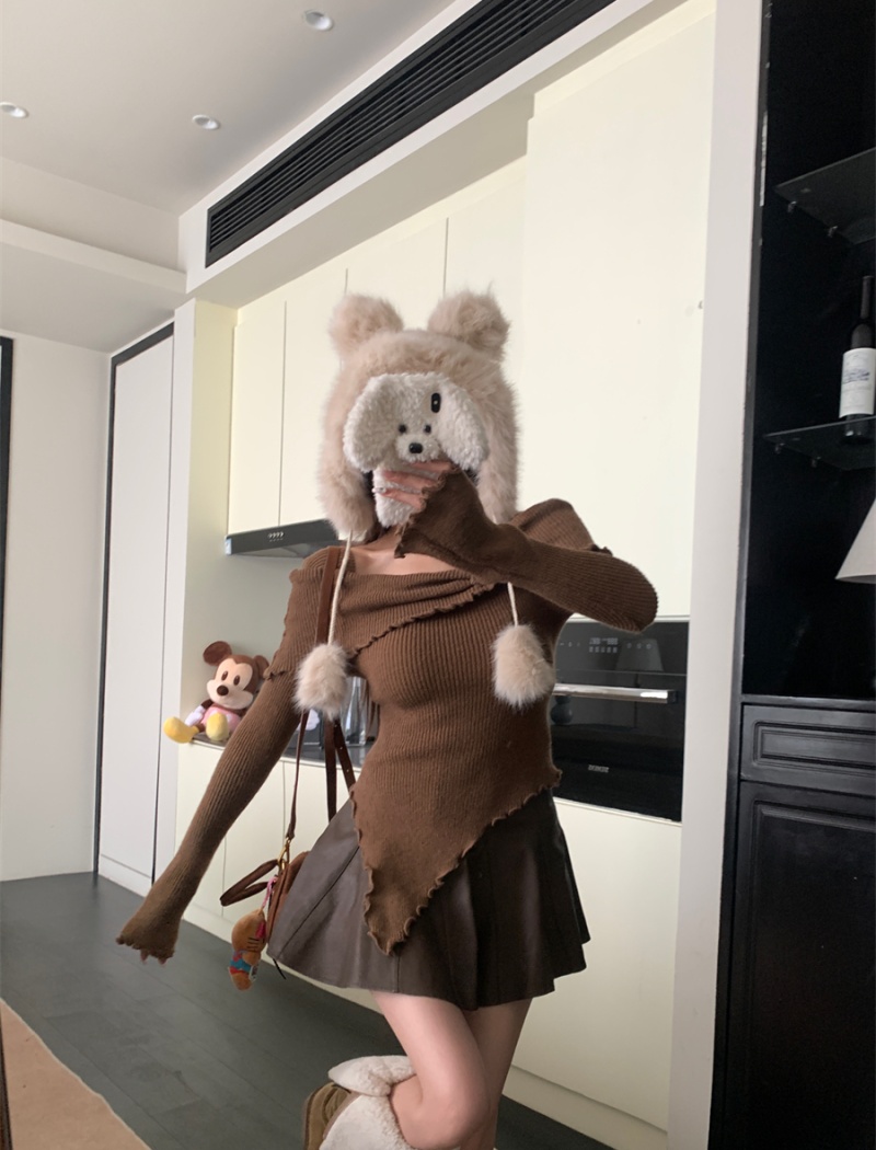 Square collar irregular tops enticement sweater