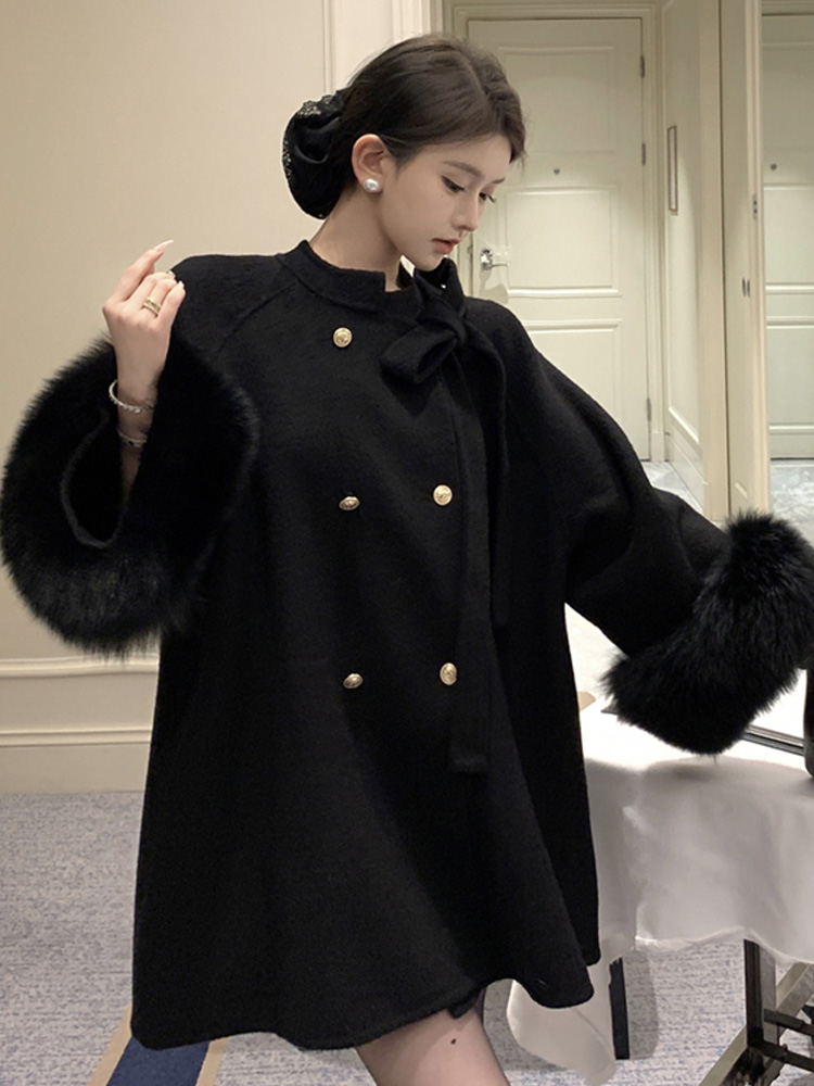 Long lazy woolen coat ladies loose cloak for women