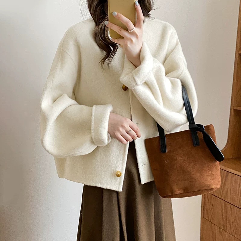 Short autumn and winter wool coat lucky overcoat for women
