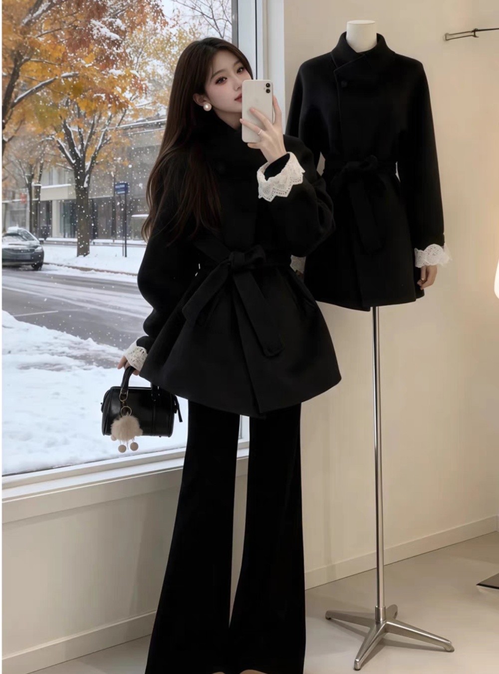 Wool short overcoat autumn and winter woolen coat for women