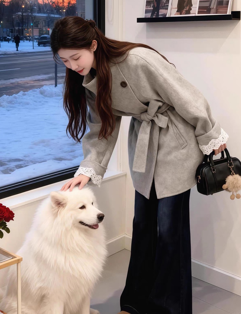 Wool short overcoat autumn and winter woolen coat for women