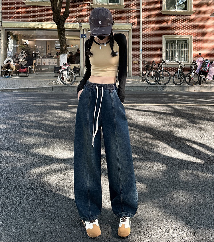 Wide leg harem slim winter mopping high waist jeans