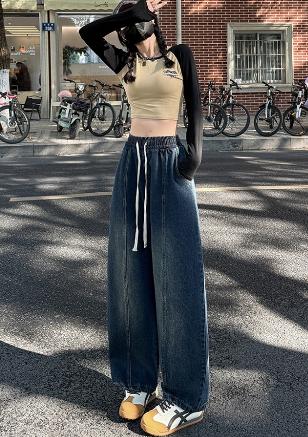 Wide leg harem slim winter mopping high waist jeans