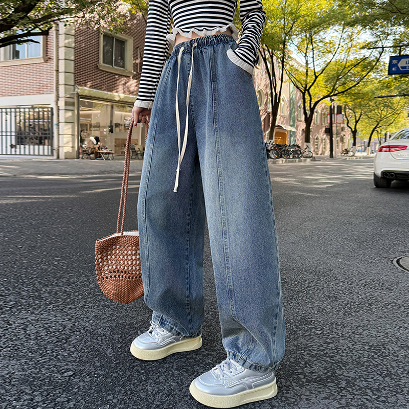 Wide leg harem slim winter mopping high waist jeans