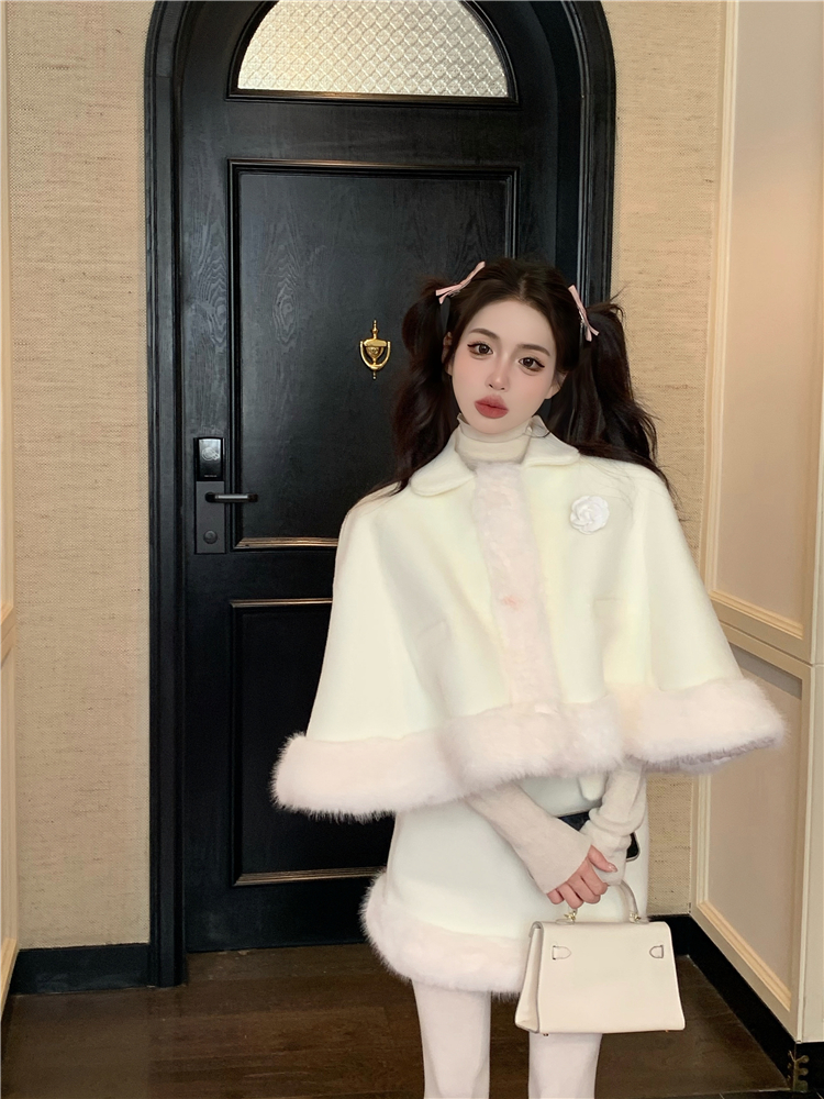 Package hip stitching skirt fashion cloak 2pcs set