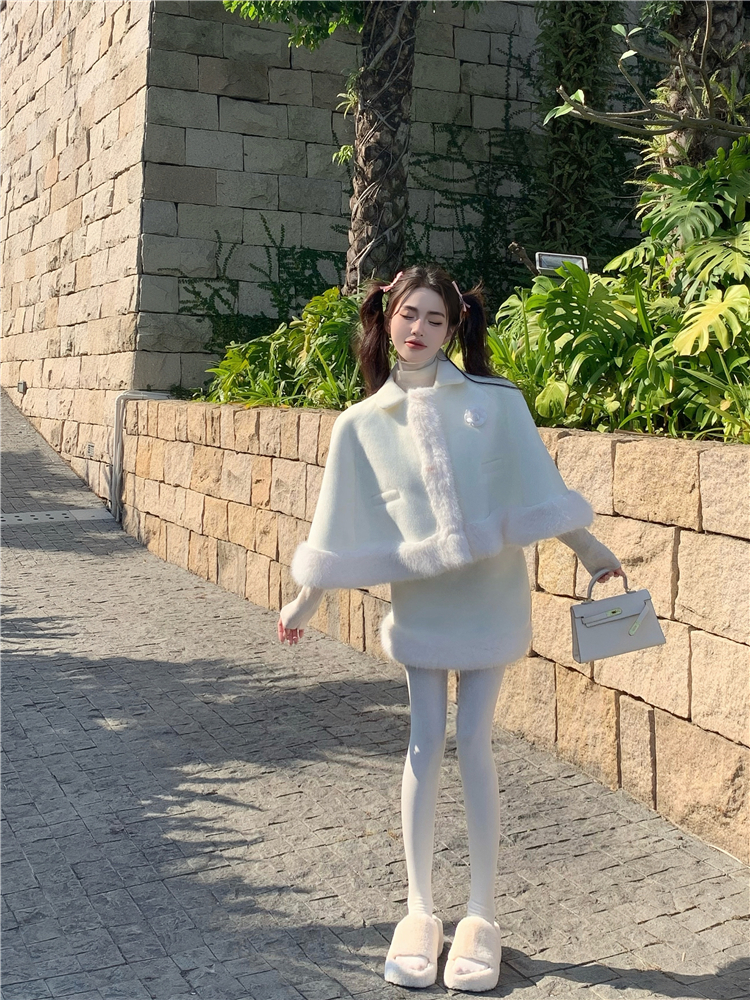 Package hip stitching skirt fashion cloak 2pcs set