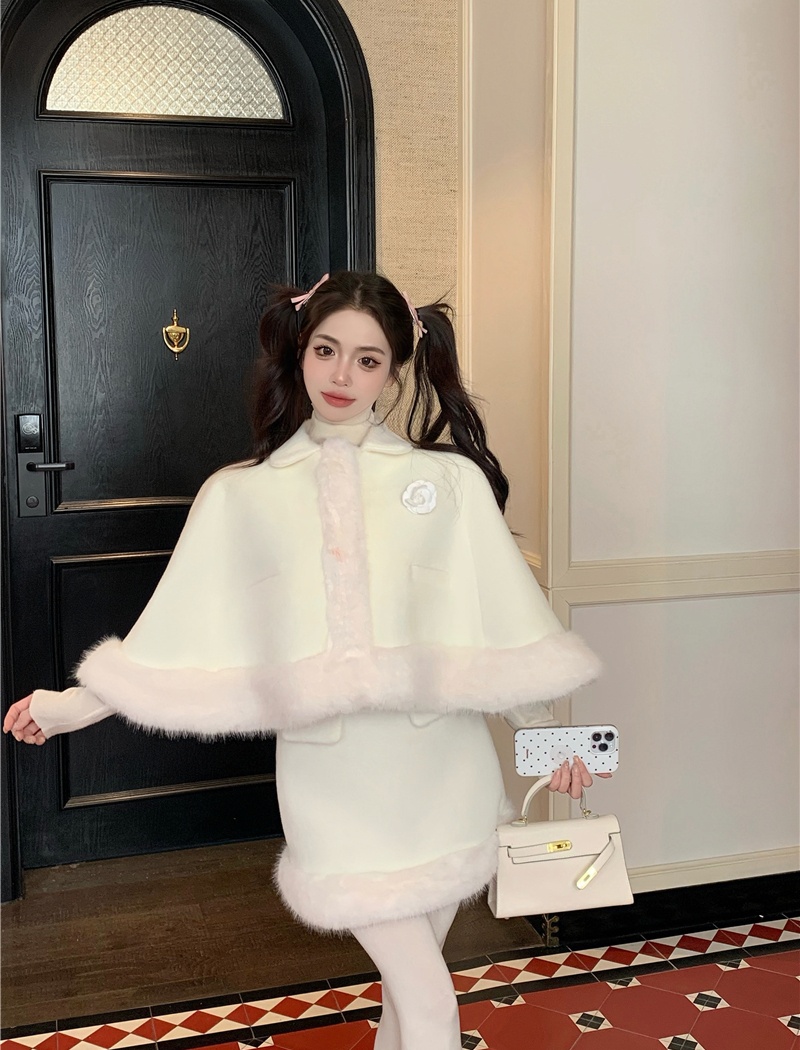 Package hip stitching skirt fashion cloak 2pcs set