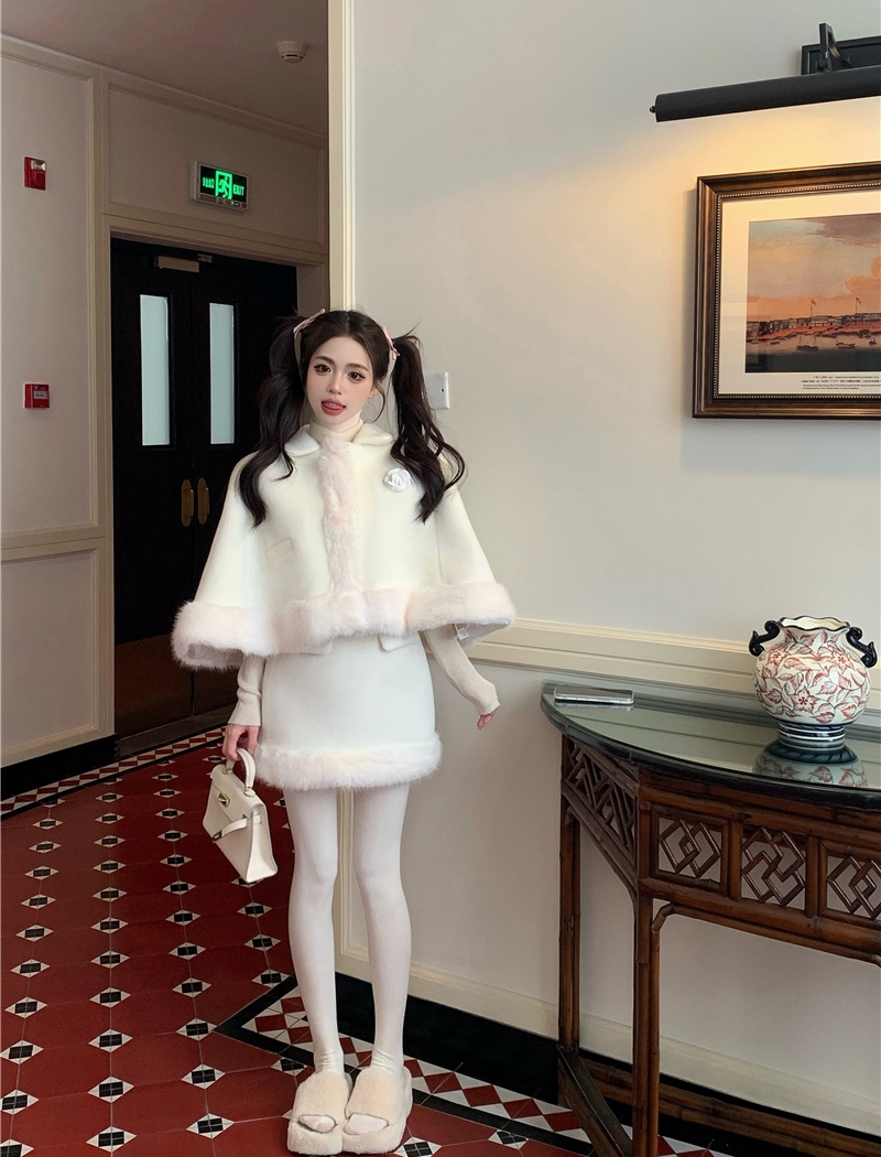 Package hip stitching skirt fashion cloak 2pcs set