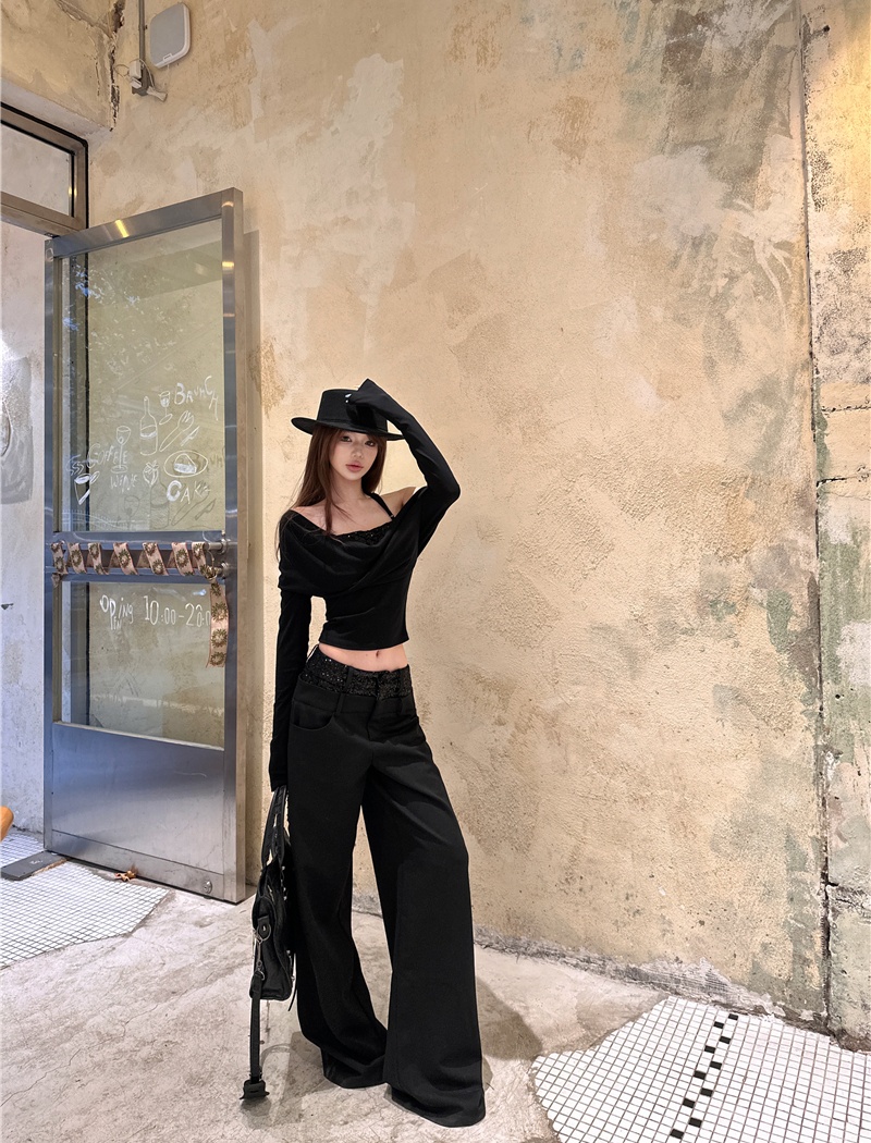 Halter pants sexy tops 2pcs set for women