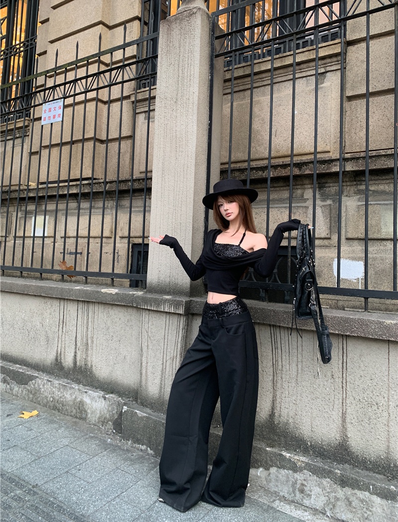 Halter pants sexy tops 2pcs set for women