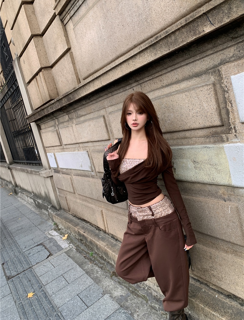 Halter pants sexy tops 2pcs set for women