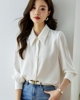 Long sleeve white shirt chiffon niche tops for women