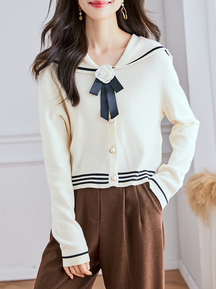 Chanelstyle knitted tops all-match spring sweater for women