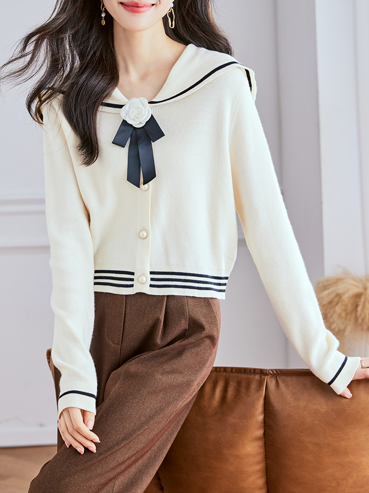 Chanelstyle knitted tops all-match spring sweater for women