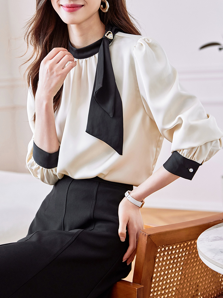 Long sleeve temperament France style unique autumn shirt