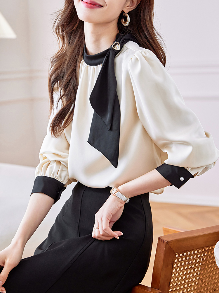 Long sleeve temperament France style unique autumn shirt