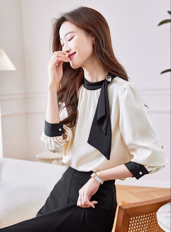 Long sleeve temperament France style unique autumn shirt