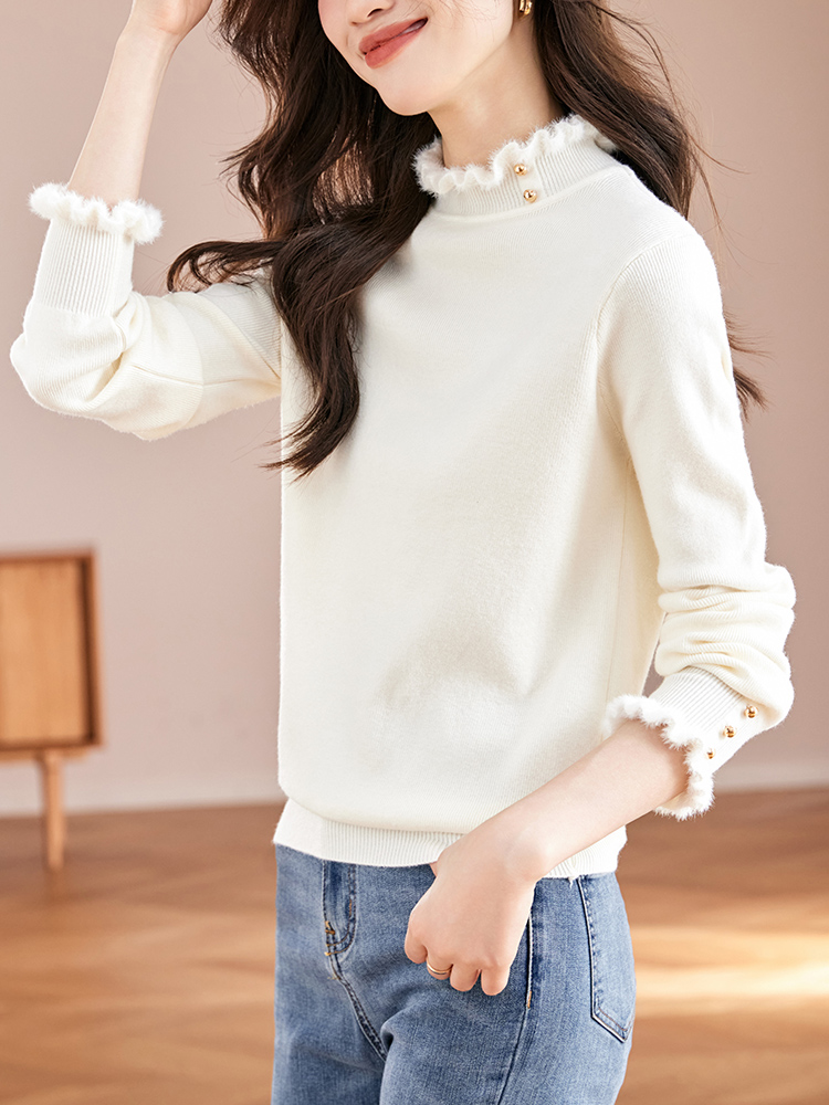 Apricot small shirt spring bottoming shirt for women