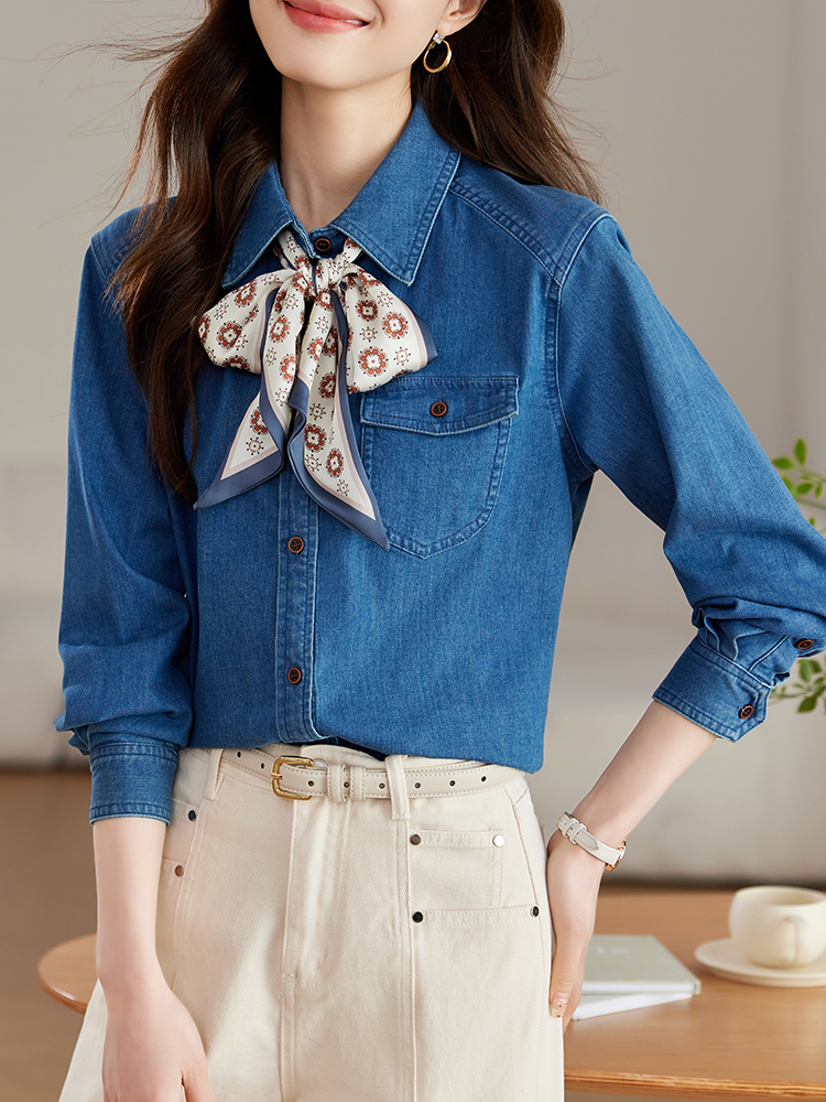 Spring long sleeve tops commuting temperament shirt for women