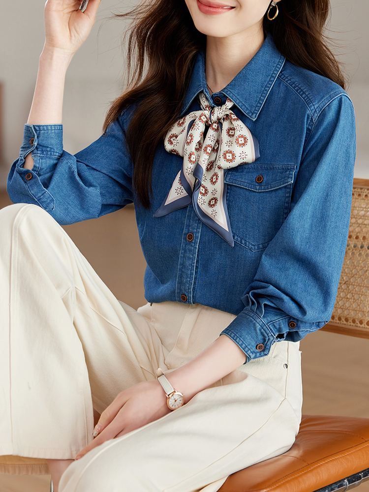 Spring long sleeve tops commuting temperament shirt for women