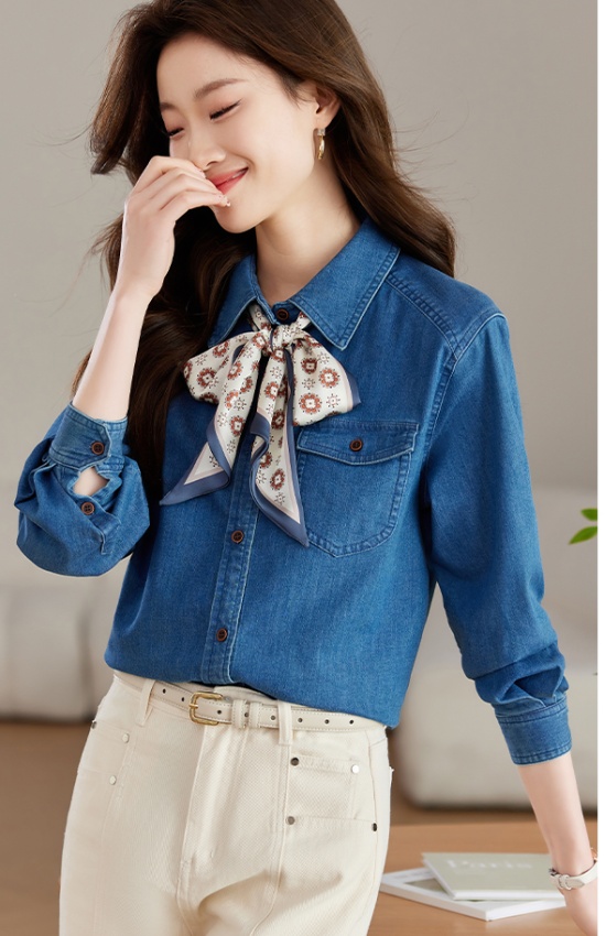 Spring long sleeve tops commuting temperament shirt for women