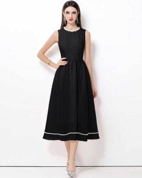 Slim retro beading sleeveless France style grace dress