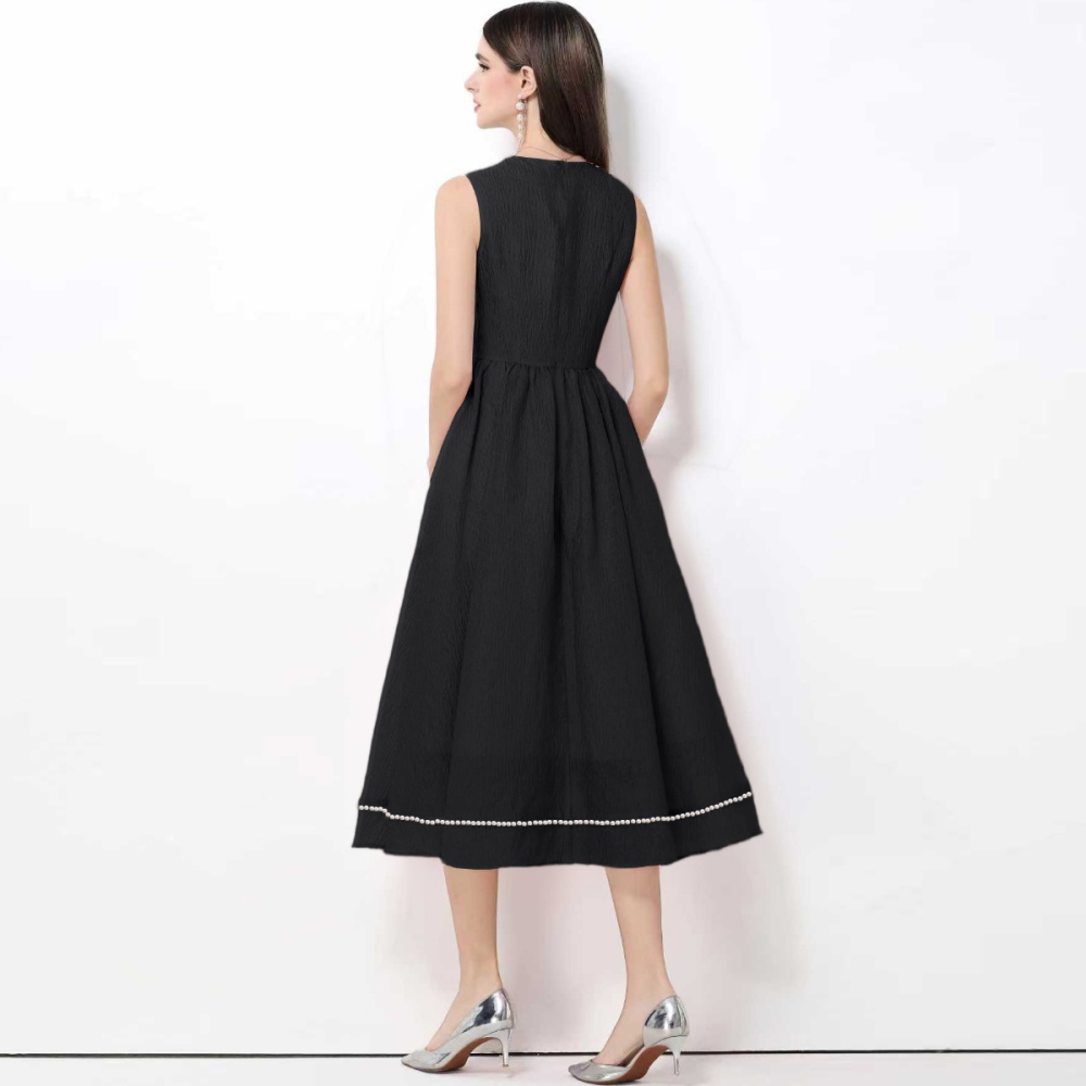 Slim retro beading sleeveless France style grace dress