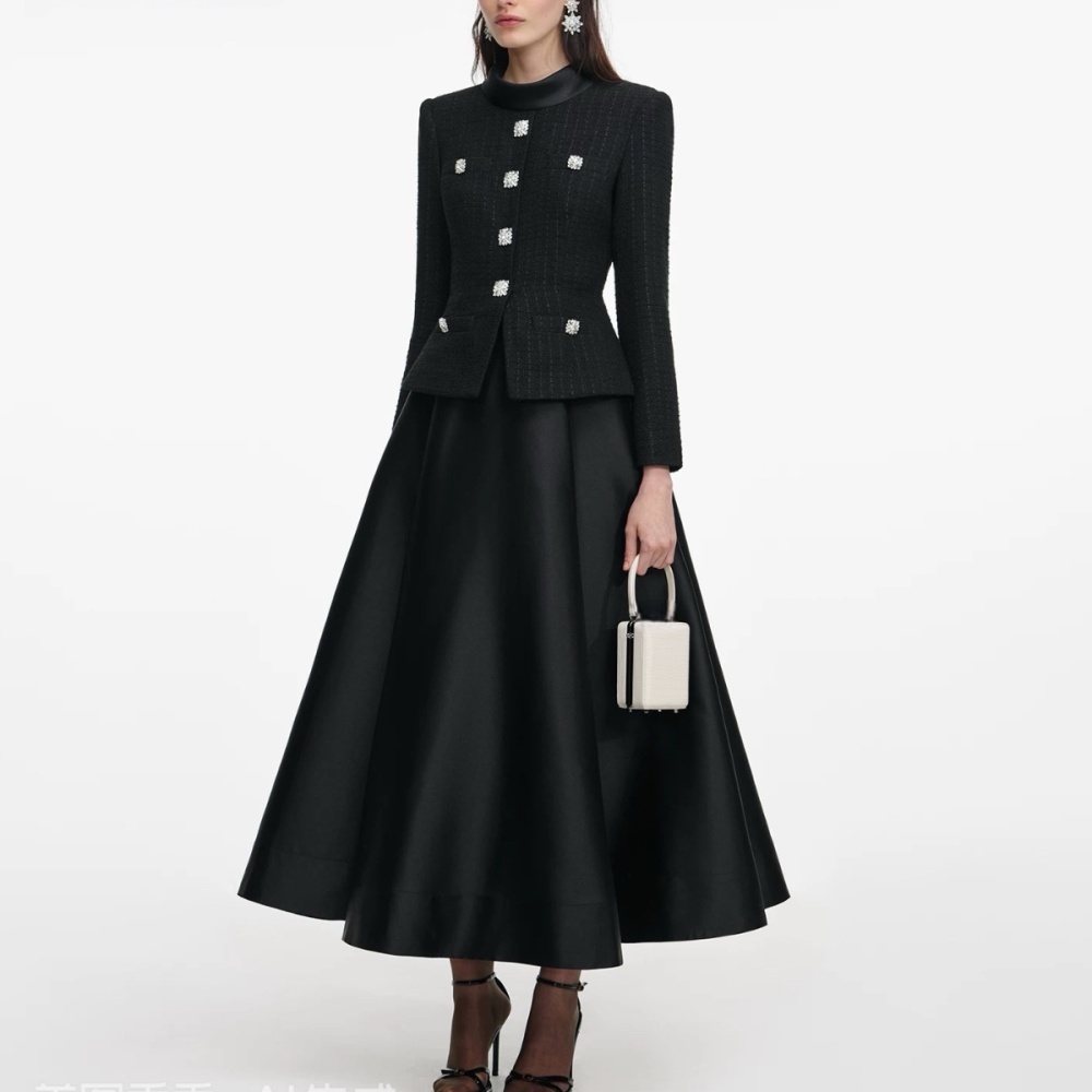 Splice long sleeve long dress France style dress
