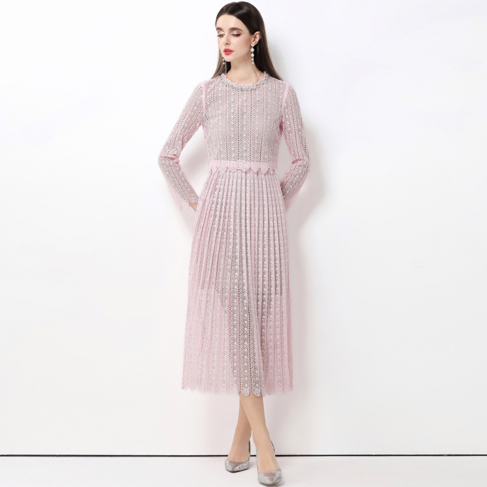 Hollow inside the ride retro France style dress 2pcs set