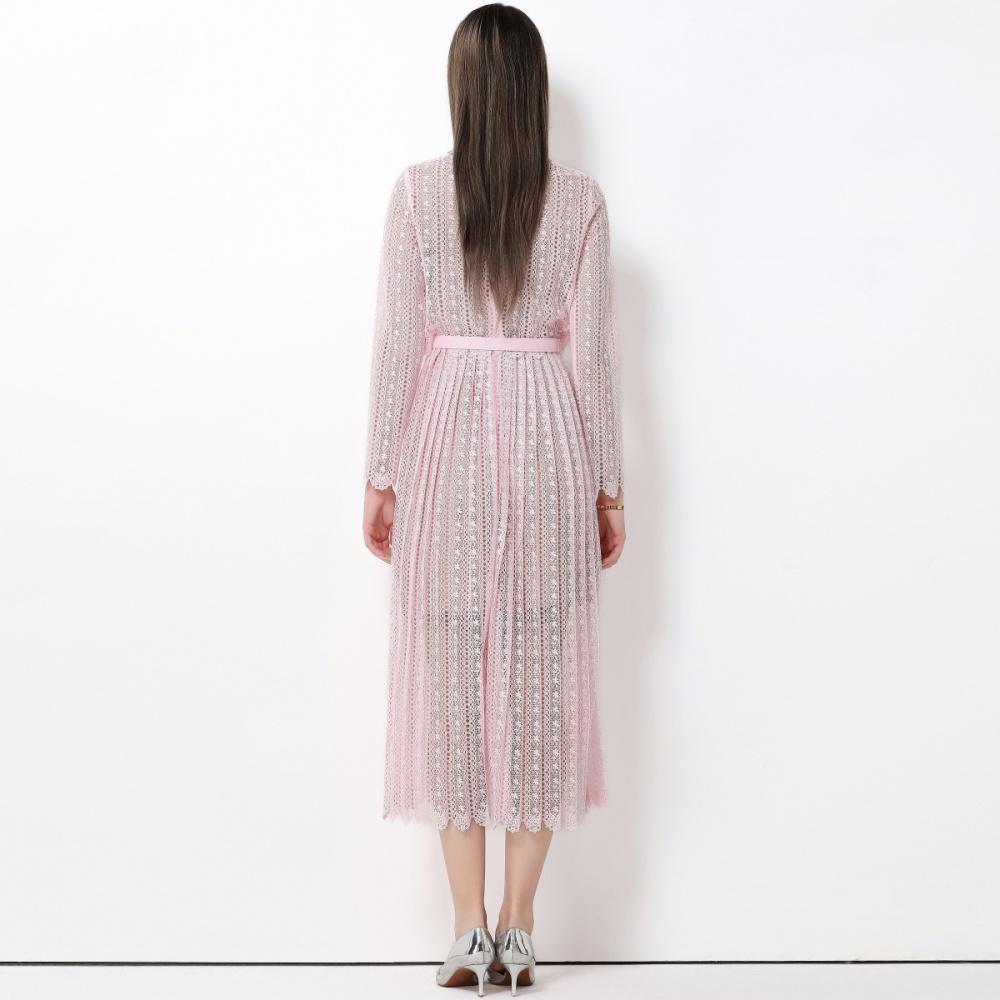 Hollow inside the ride retro France style dress 2pcs set