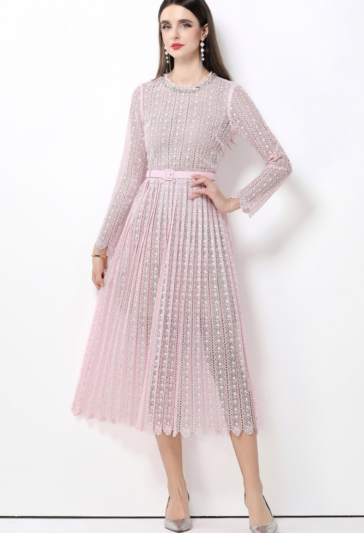 Hollow inside the ride retro France style dress 2pcs set