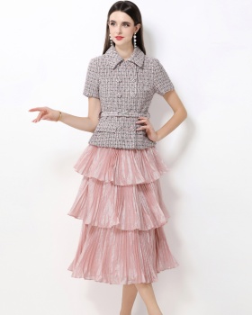 Chanelstyle with belt dress Pseudo-two long dress