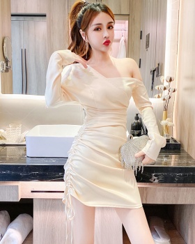 Horizontal collar spring fashion package hip dress