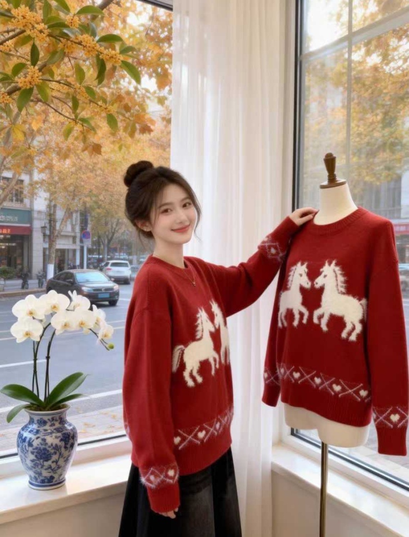 Knitted all-match tops autumn and winter sweater for women