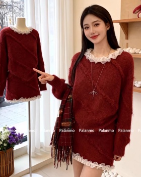 Tender red short skirt fashion tops a set for women